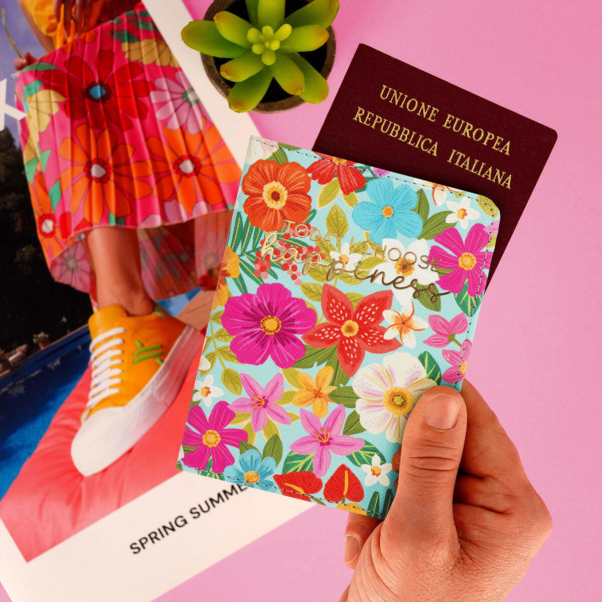 Legami - Porta Pasaportes con Flores