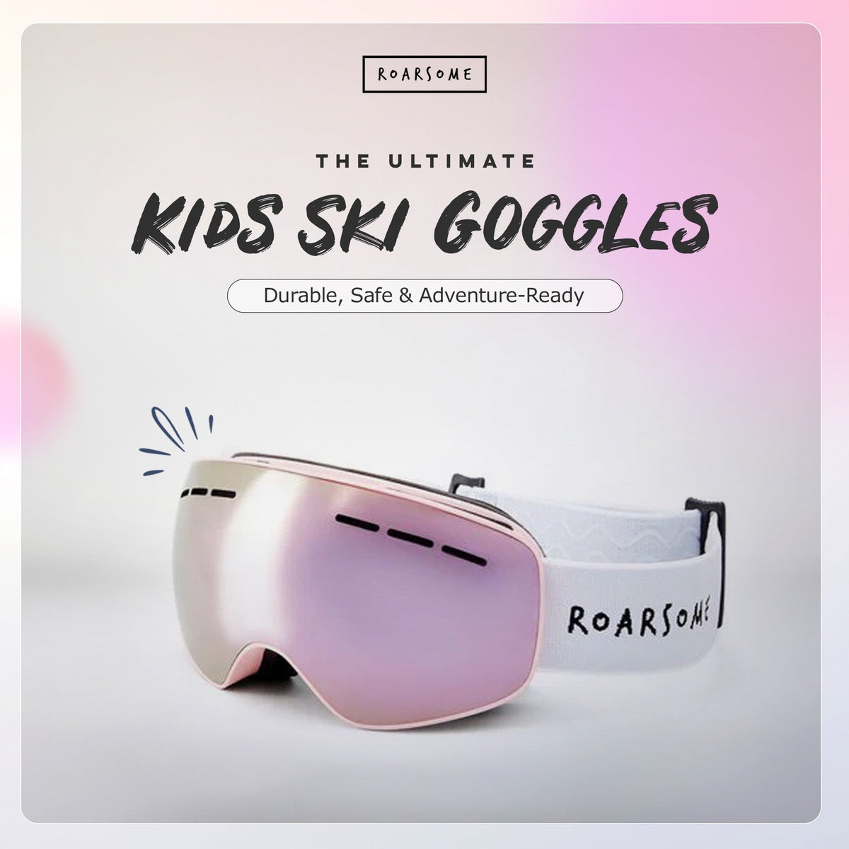 Roarsome - Çocuk Kayak Gözlüğü - Pembe