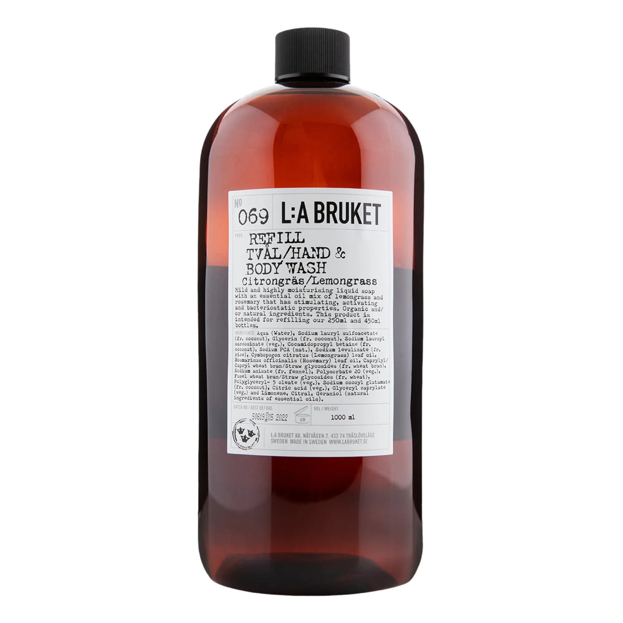 L:A BRUKET - 069 Yeniden Doldurma El ve Vücut Sabunu Limon Otu 1000 ml