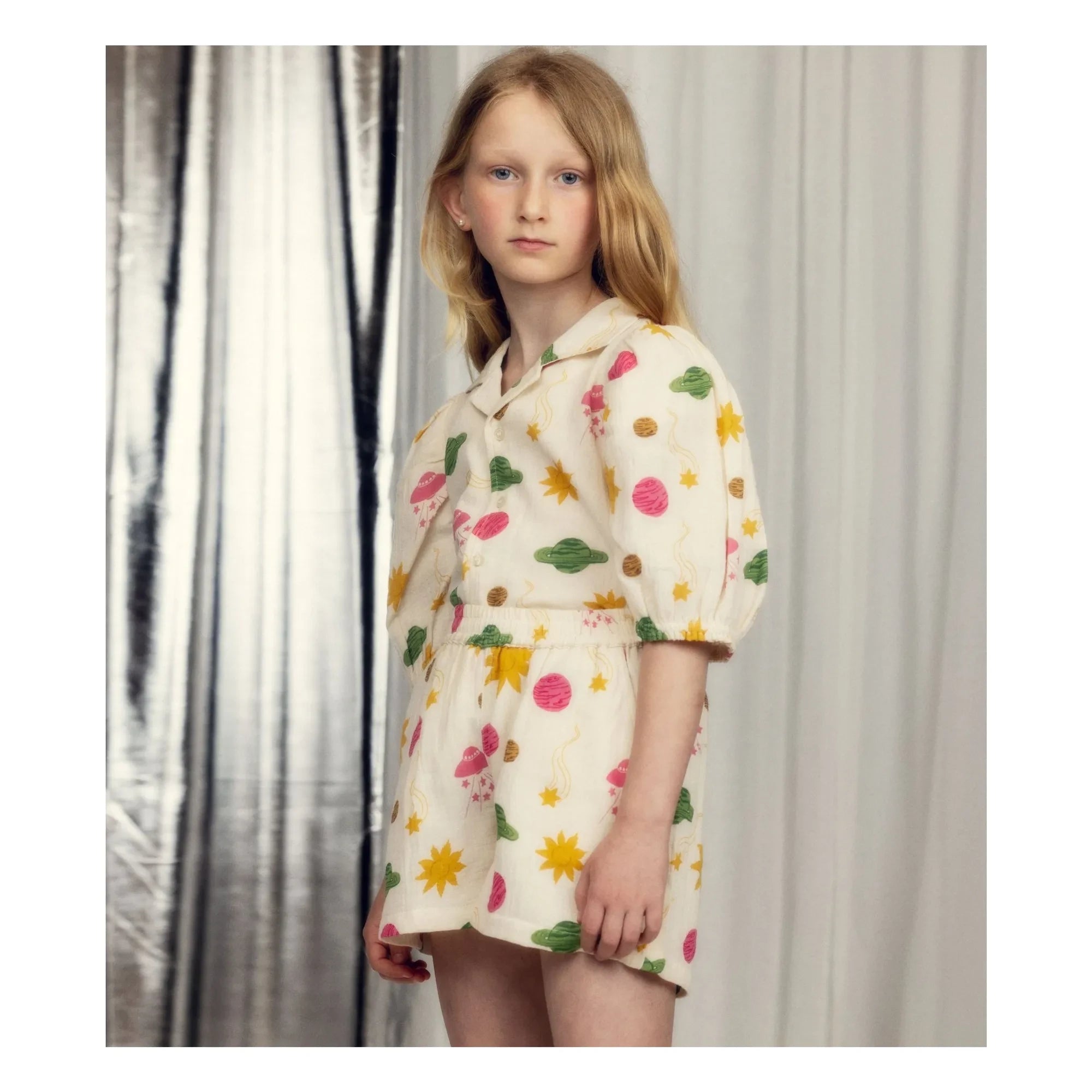 Mini Rodini - Espace Shorts Bio-Baumwoll-Musselin | Ecru
