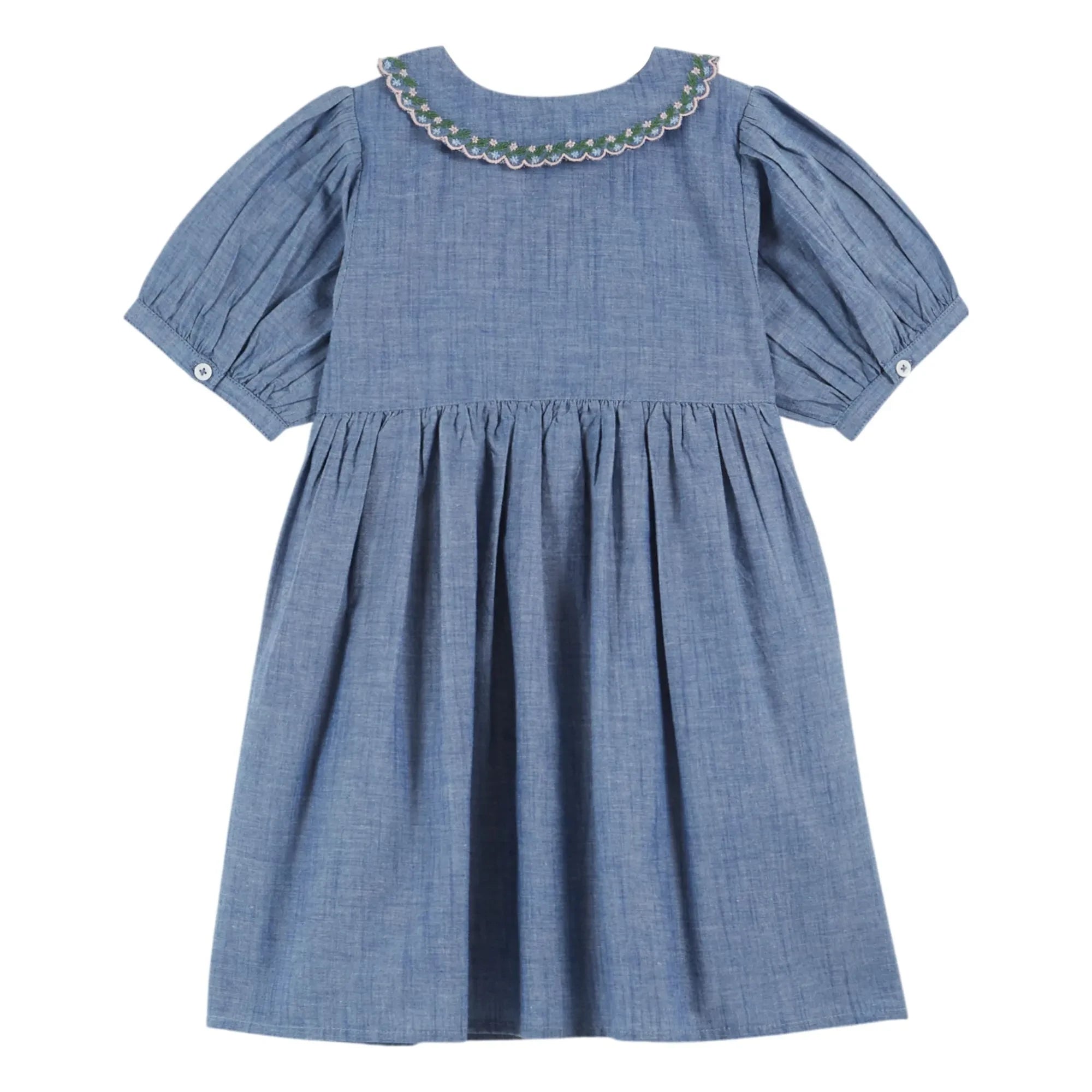 Emile et Ida - Smock-Kleid aus blauem Chambray