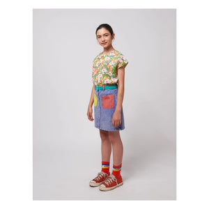Bobo Choses - Color Block Organic Cotton Skirt | Blue
