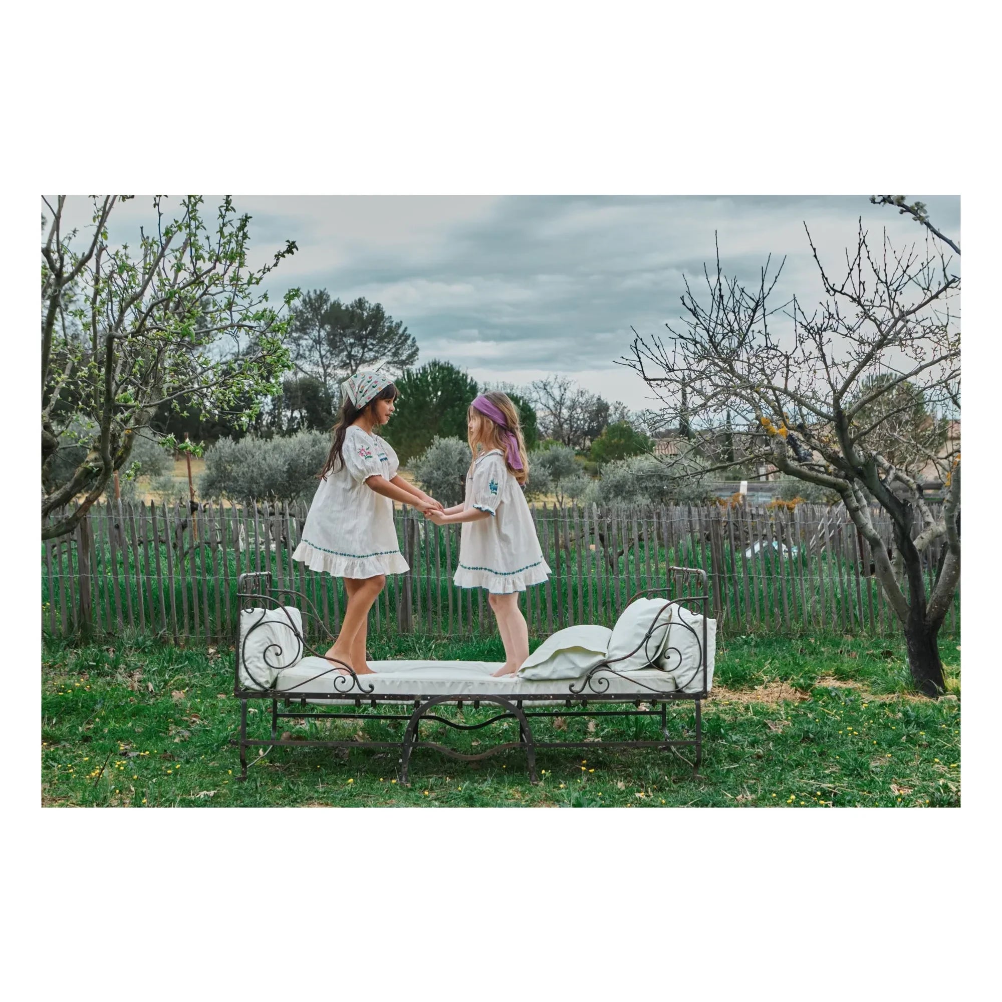 Emile et Ida - İşlemeli Claudine Yaka Elbise | Krem