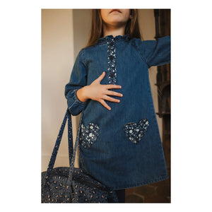 Louis Louise - Denim-Tasche mit Leopardenmuster und Bommel | Hellblau