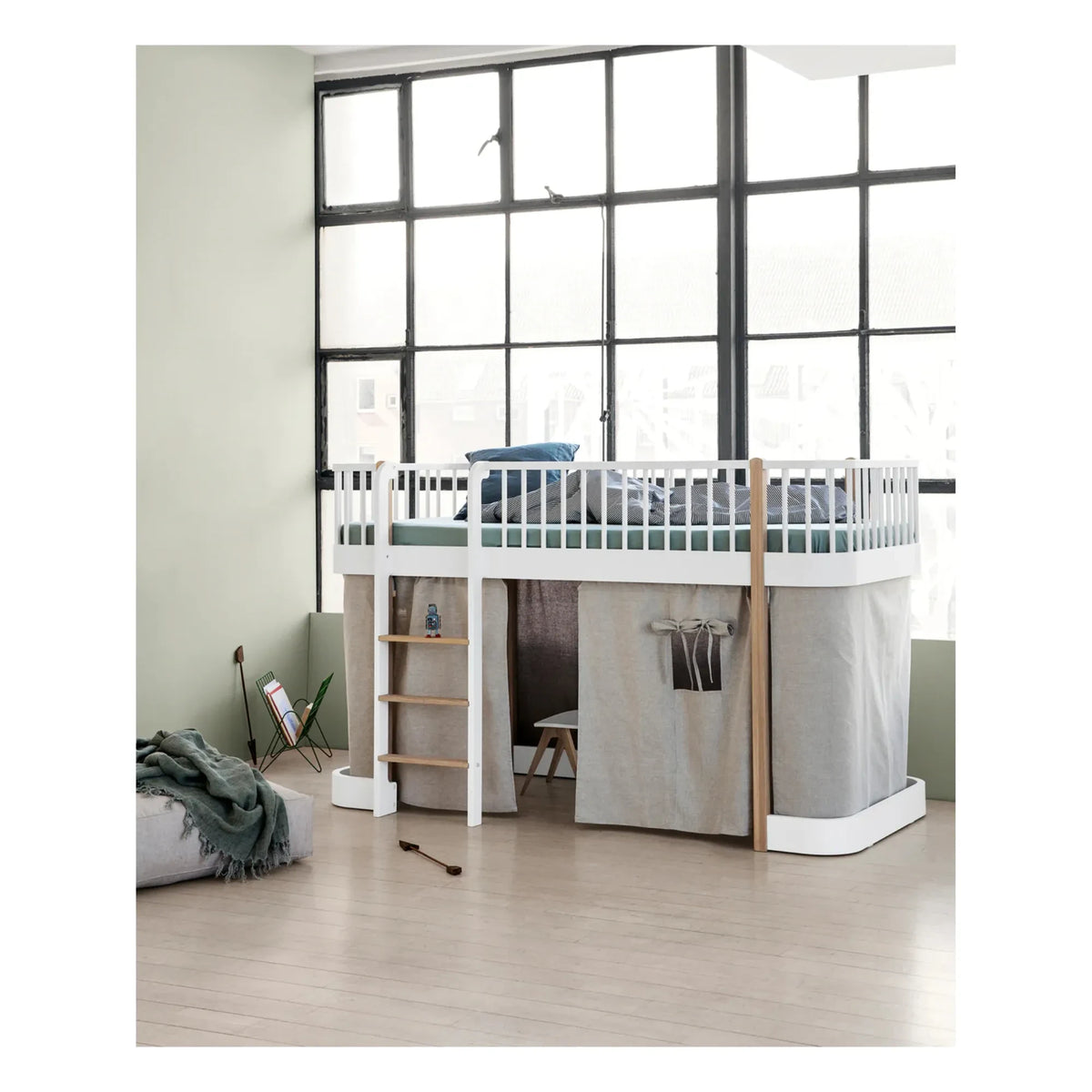Oliver Furniture - Cortina de cabina de madera original de 138 cm para cama alta/litera