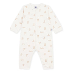 Petit Bateau - Pijama de oso de peluche Tubic de algodón orgánico Sleep Well | Blanco