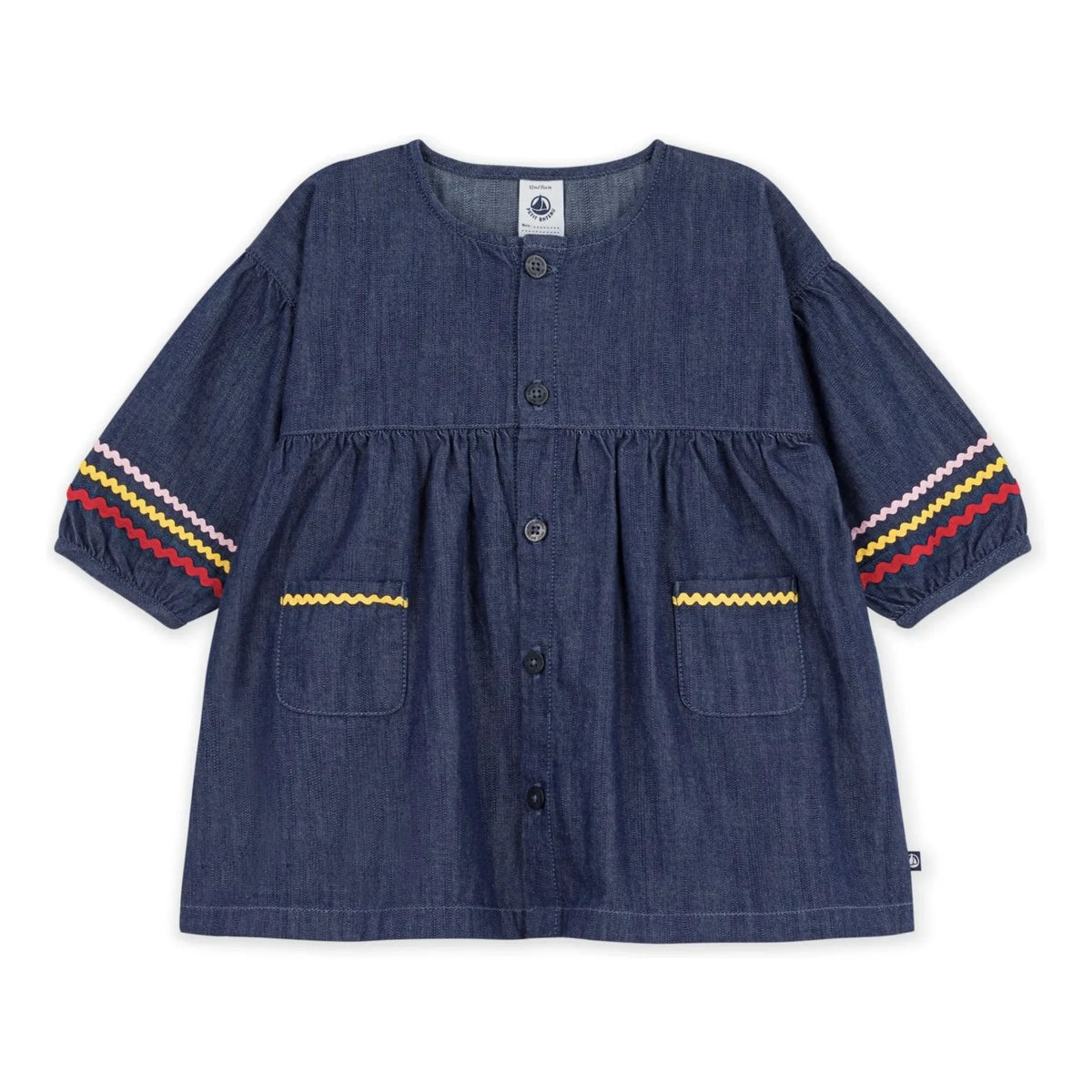 Petit Bateau - Düğmeli Denim Elbise | Koyu Mavi