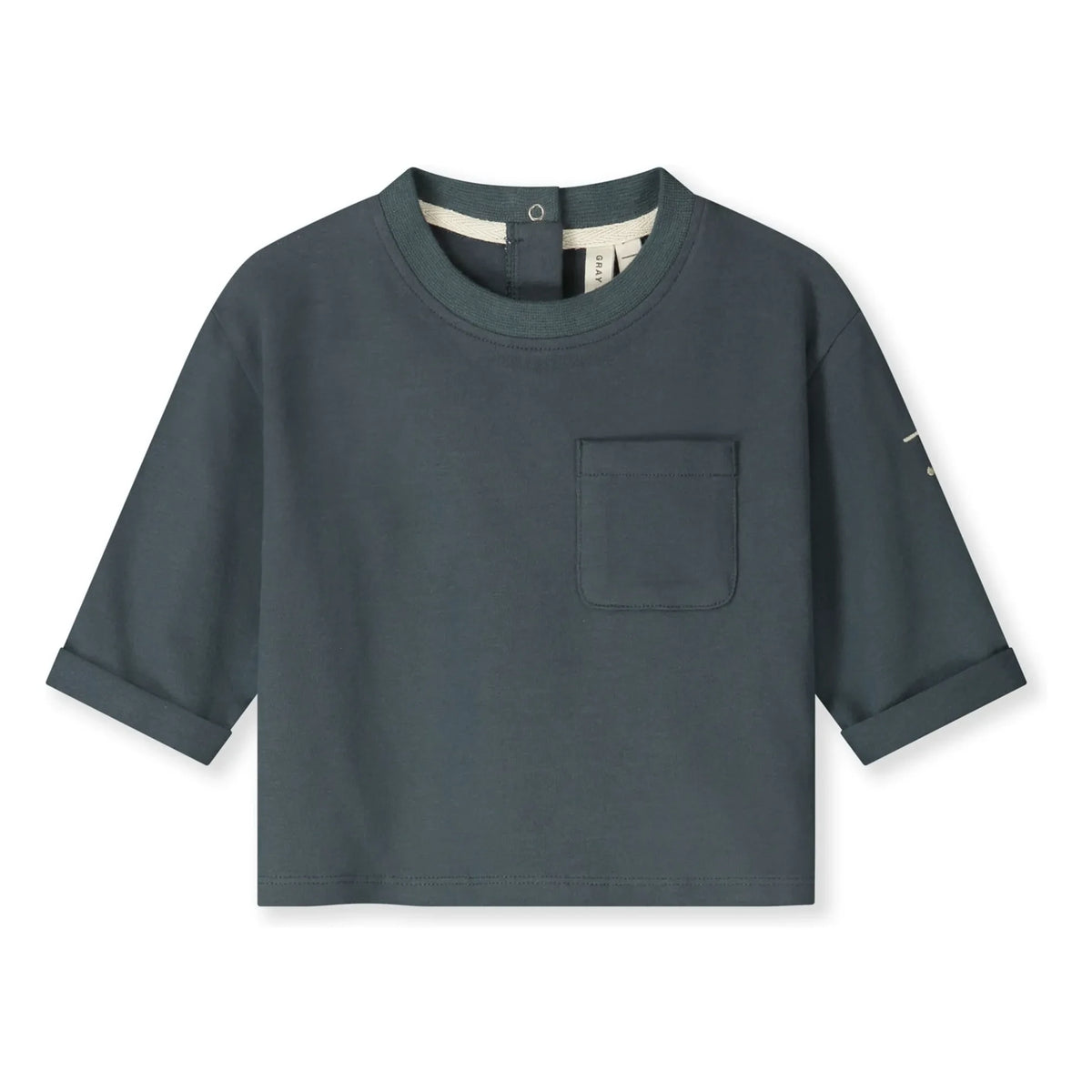 Gray Label - Organik pamuklu T-shirt | Gri mavi