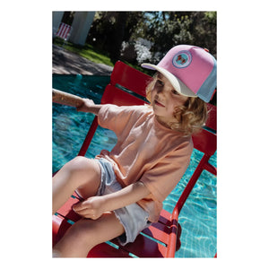 Hello Hossy - Stereo Dog Trucker Hat with Curled Visor Organic Cotton | Pink
