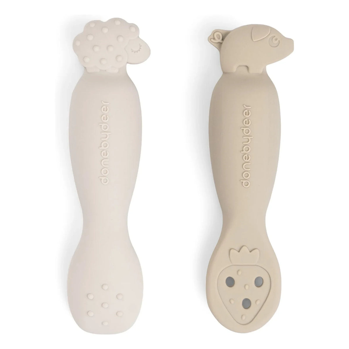 Done by deer - Tiny Farm Learning Spoons - Set of 2 | Sand