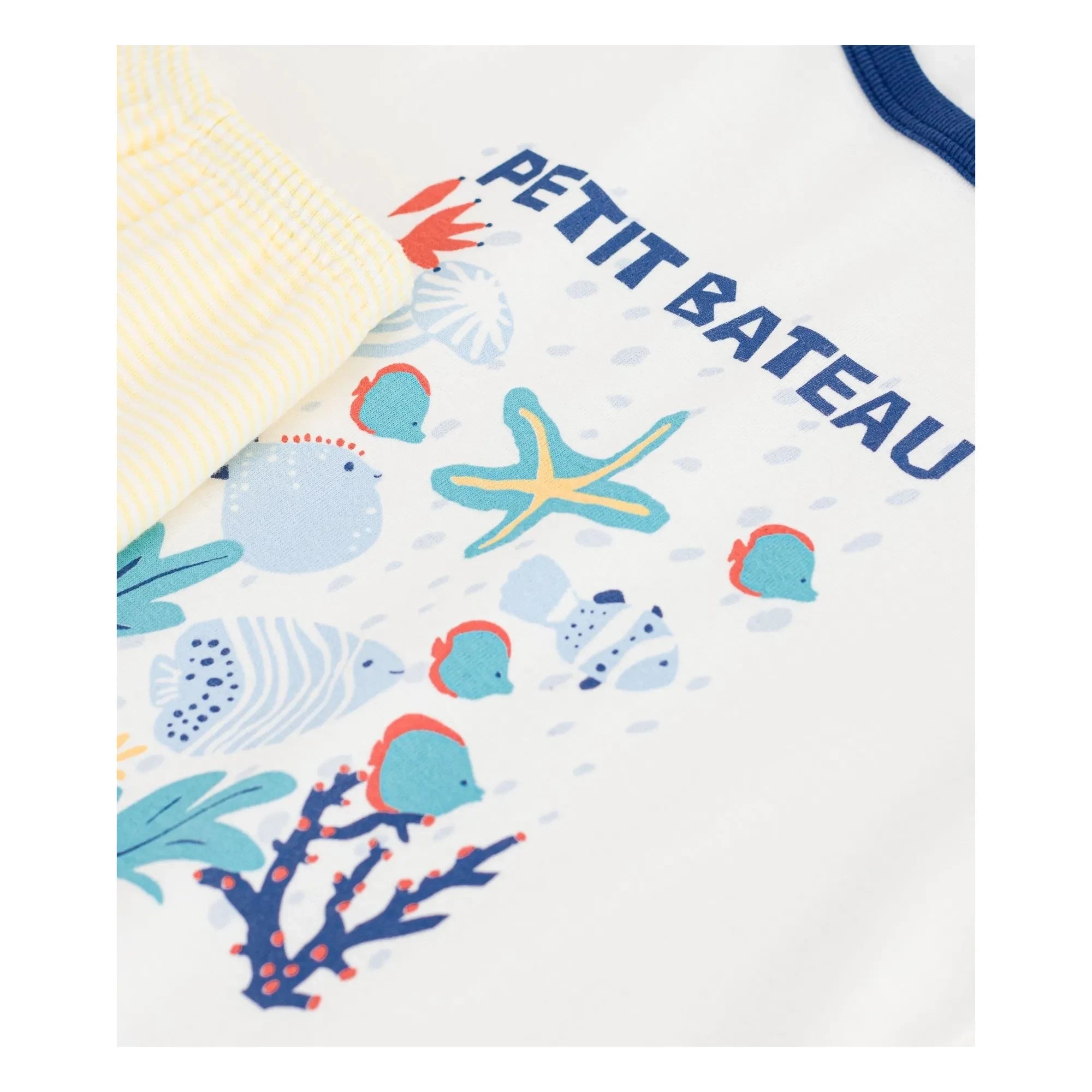Petit Bateau - Ocean Organik Pamuklu Pijama Şort | Beyaz
