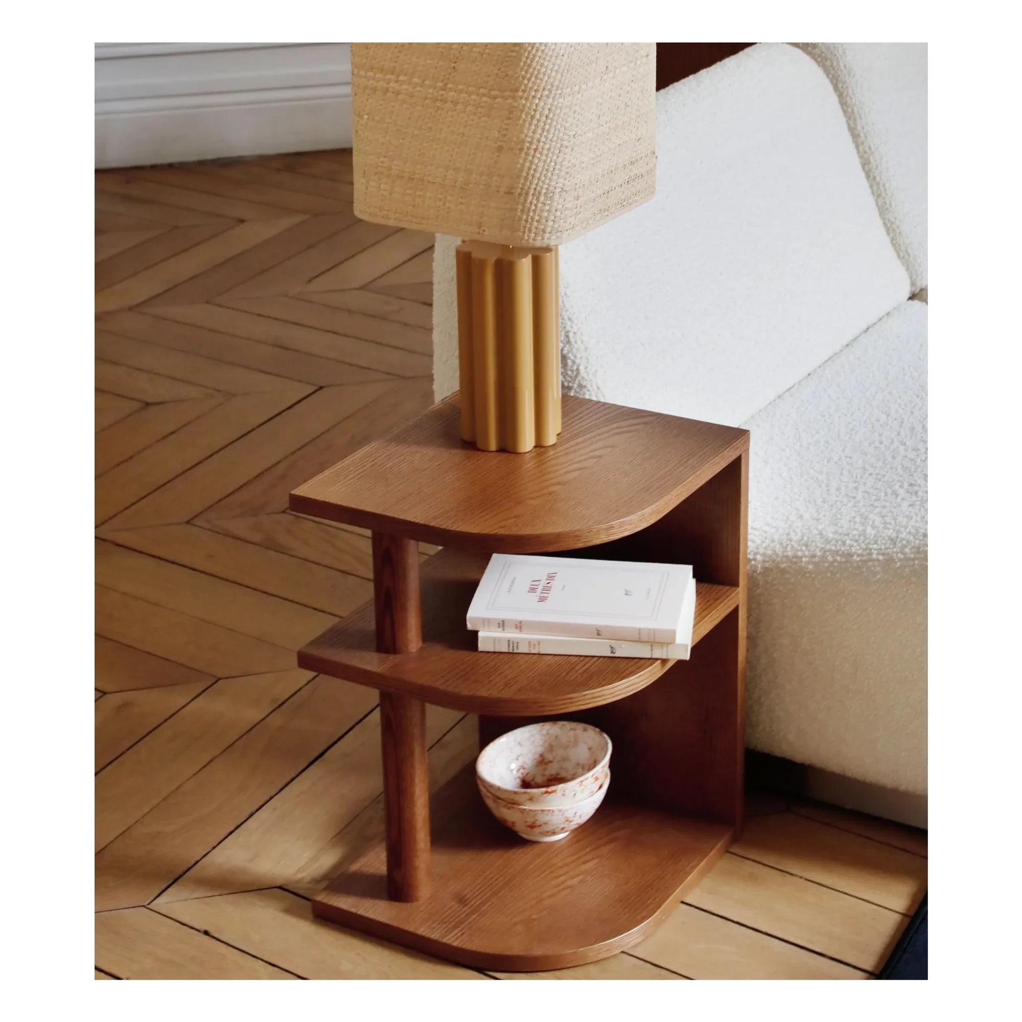 The Socialite Family - Opera Side Table with Iroko Veneer - Left Version | Iroko