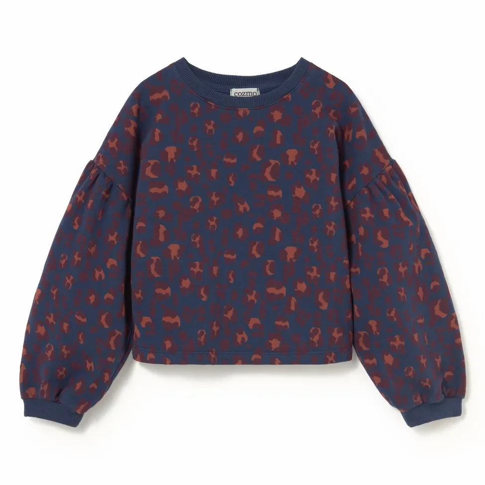 Cozmo - Elia Leopar Organik Pamuklu Sweatshirt | Lacivert