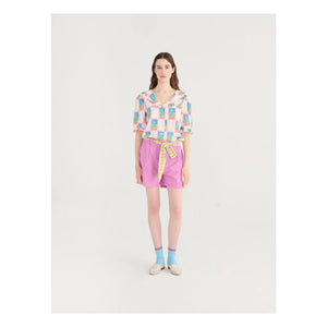 Bobo Choses - Lila Baumwoll-Seersucker Plissierter Short
