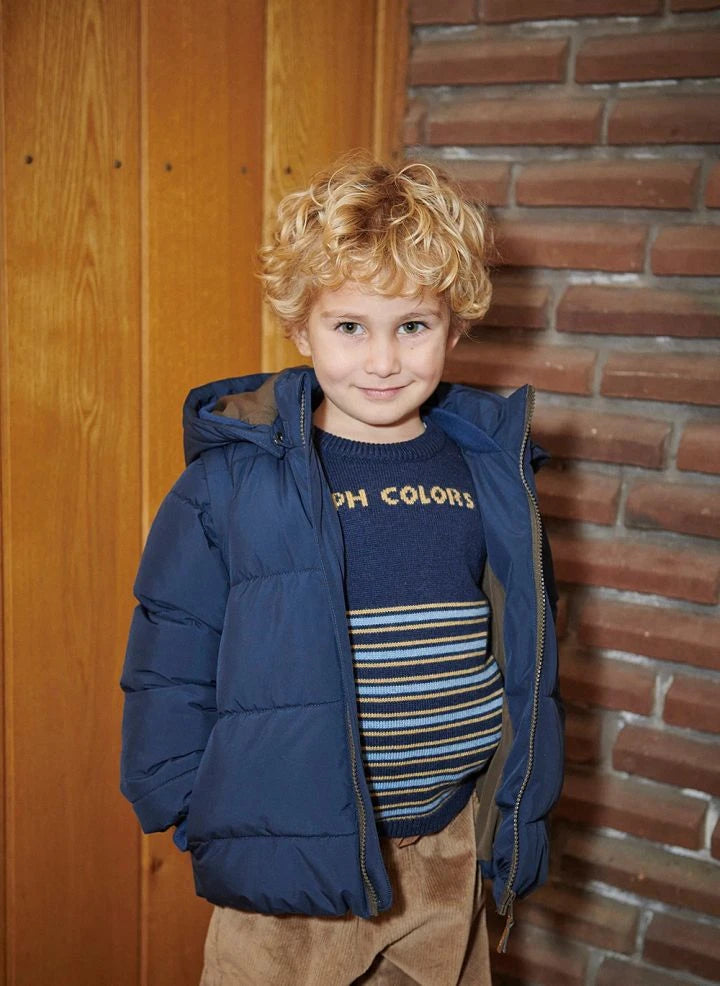 Copenhagen Colors - 2-in-1 Down Jacket with Removable Sleeves | Navy