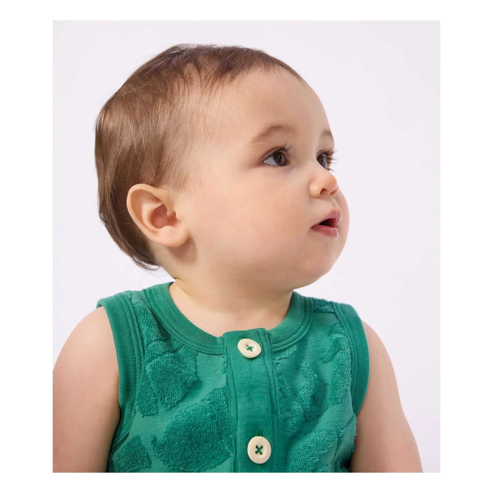 Petit Bateau - Mono de toalla de palma de algodón orgánico | Verde
