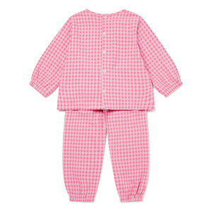 Sleepy Doe - Gingham Seersucker Bio-Baumwollpyjama | Rosa
