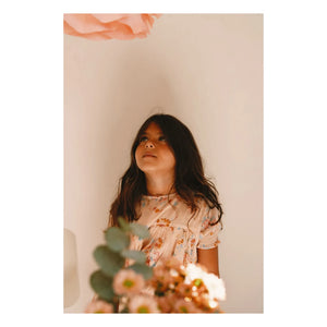 Lilinoa - Maeva Çiçek Desenli Pamuklu Voile Elbise | Şeftali