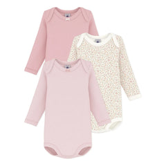 Petit Bateau - Conjunto de 3 Bodys de Algodón Orgánico con Estampado Floral Anudado | Rosa