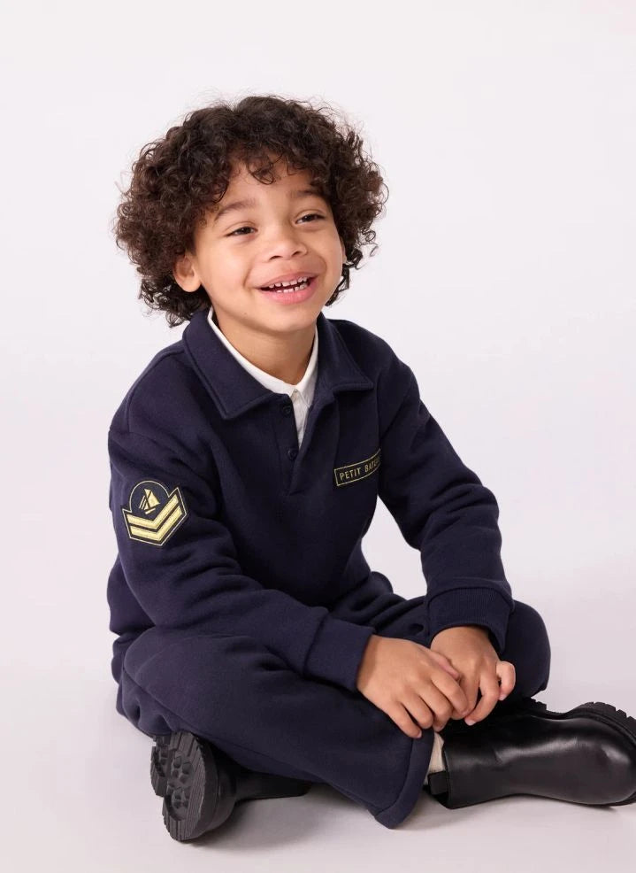 Petit Bateau - Polo yaka sweatshirt Armalı | Lacivert