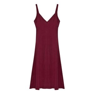 the new society - Vestido de lino Bulbine | Rojo oscuro