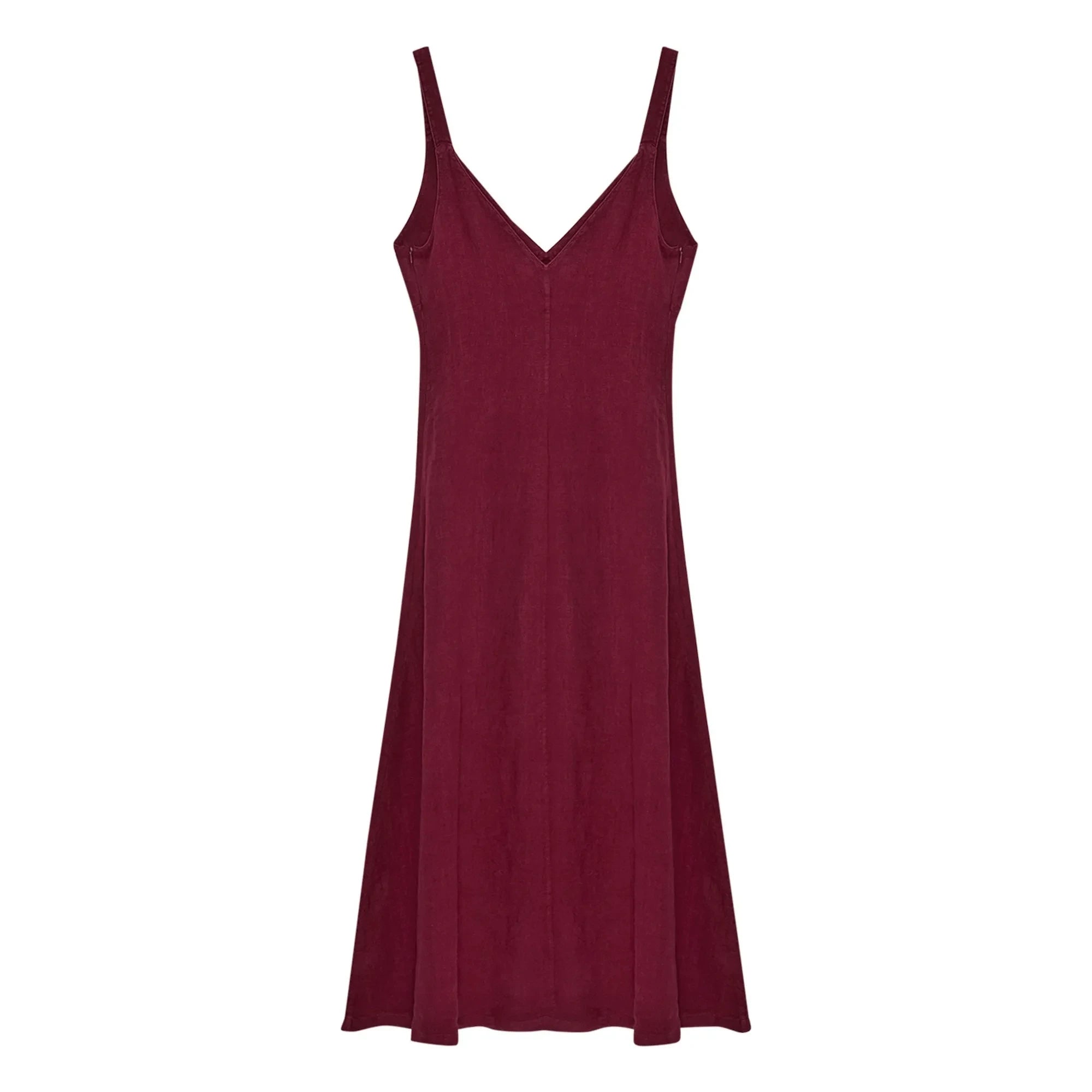 the new society - Vestido de lino Bulbine | Rojo oscuro