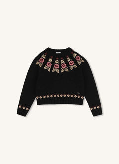 Chloé - Maglione con fiori in cotone biologico | Nero