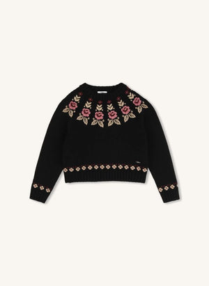 Chloé - Maglione con fiori in cotone biologico | Nero