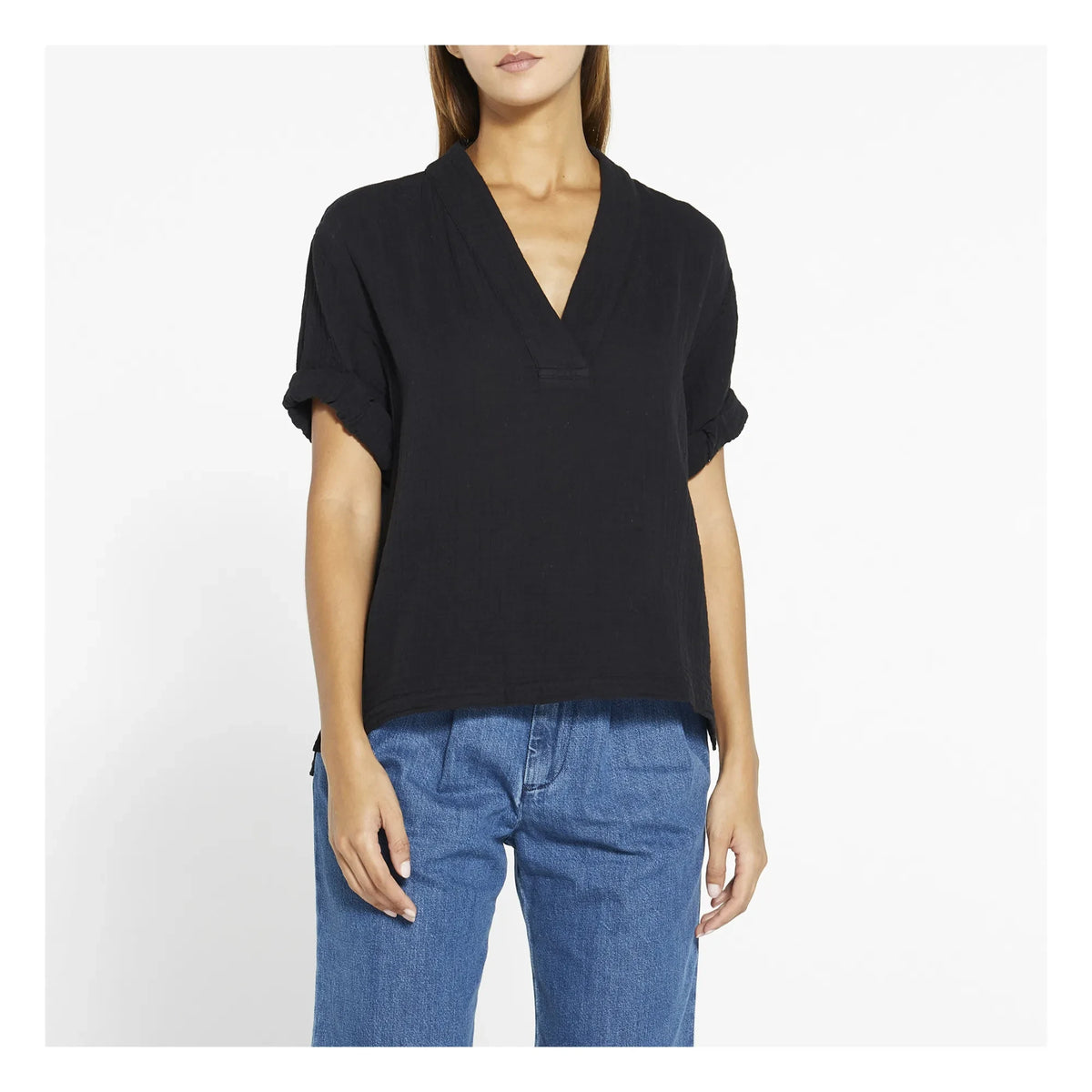 Xirena - Blusa Muselina Algodón Avery | Negro
