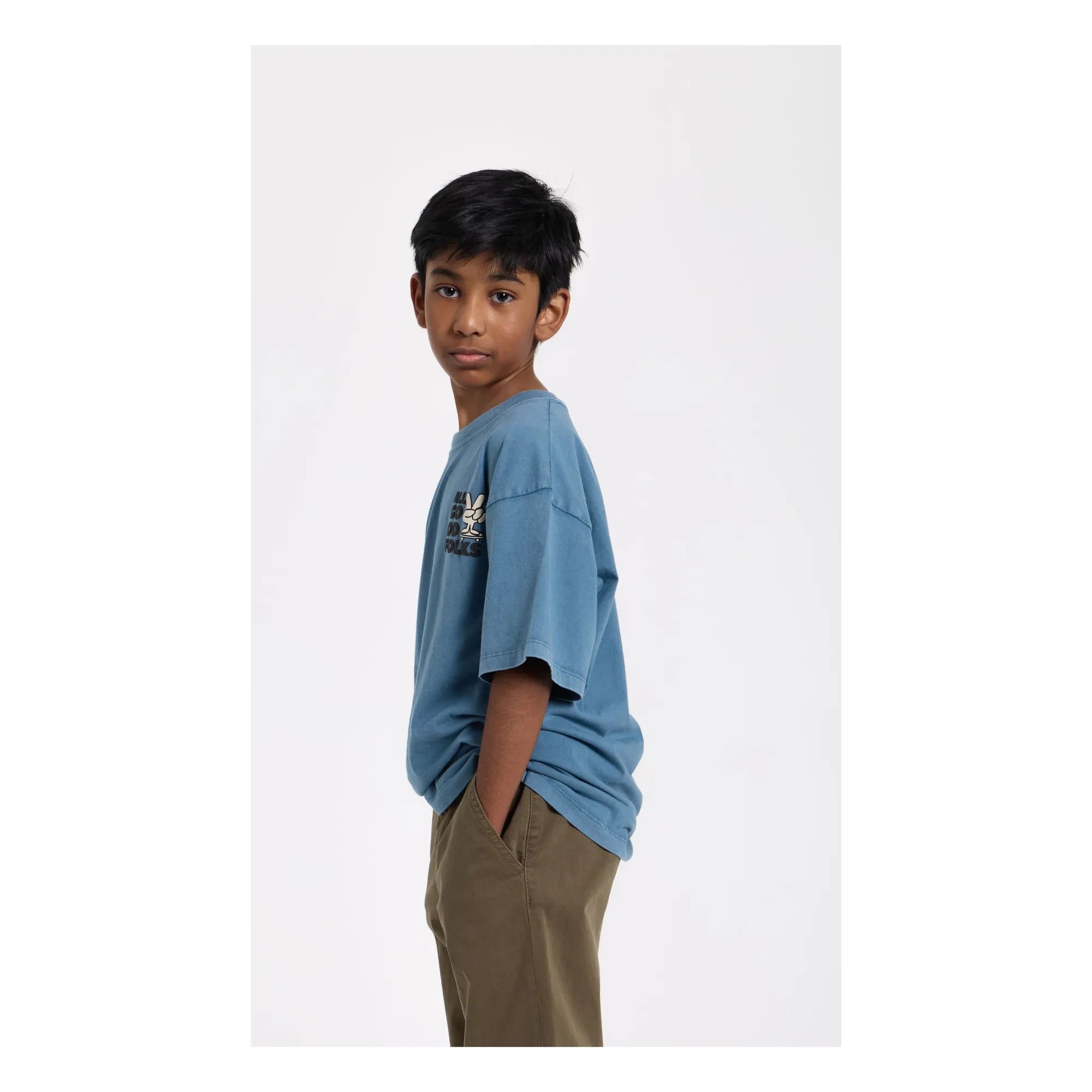 Hundred Pieces - Camiseta de algodón orgánico Finn | Azul