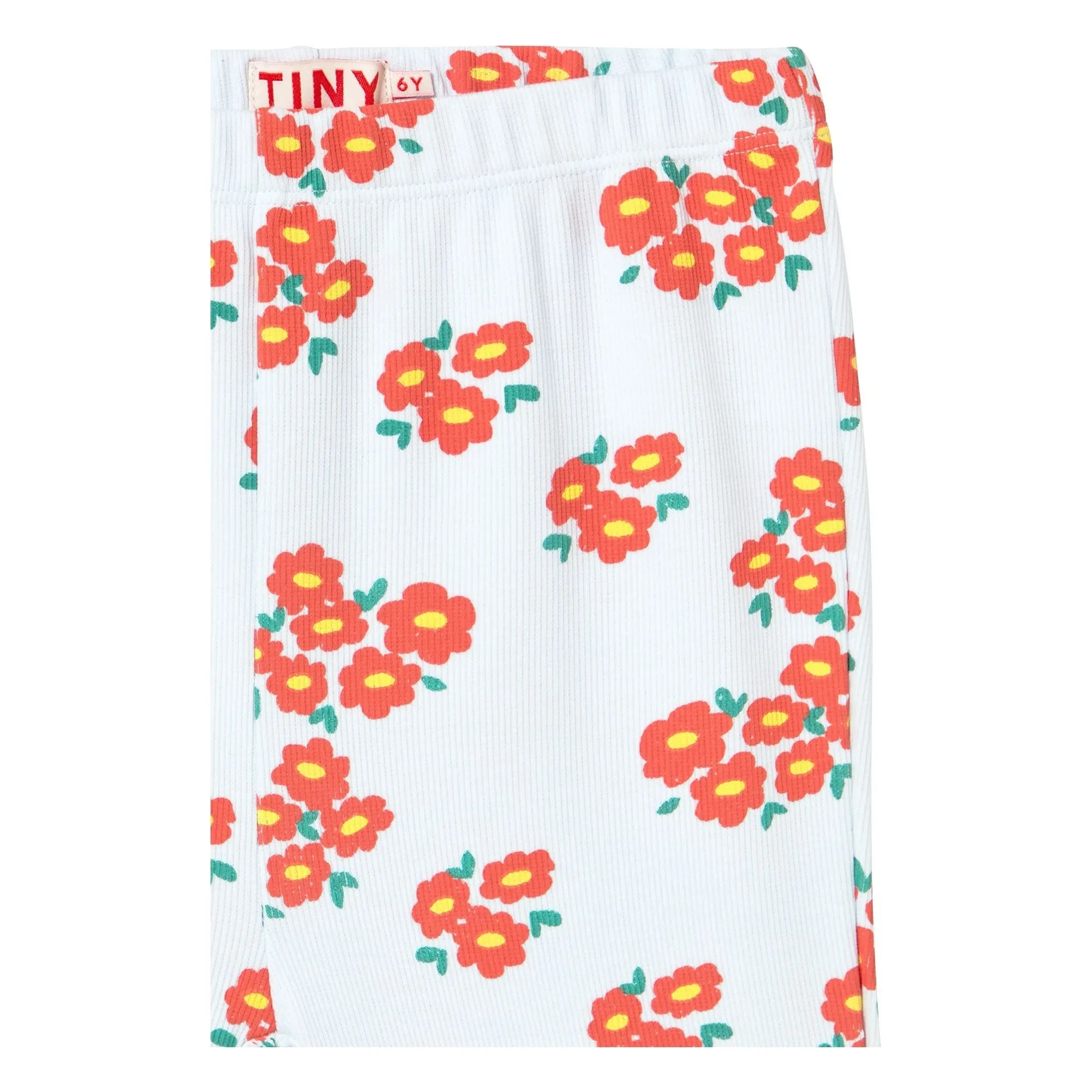 Tinycottons - Organic Cotton Flare Pants with Floral Print Ribbed | Light blue