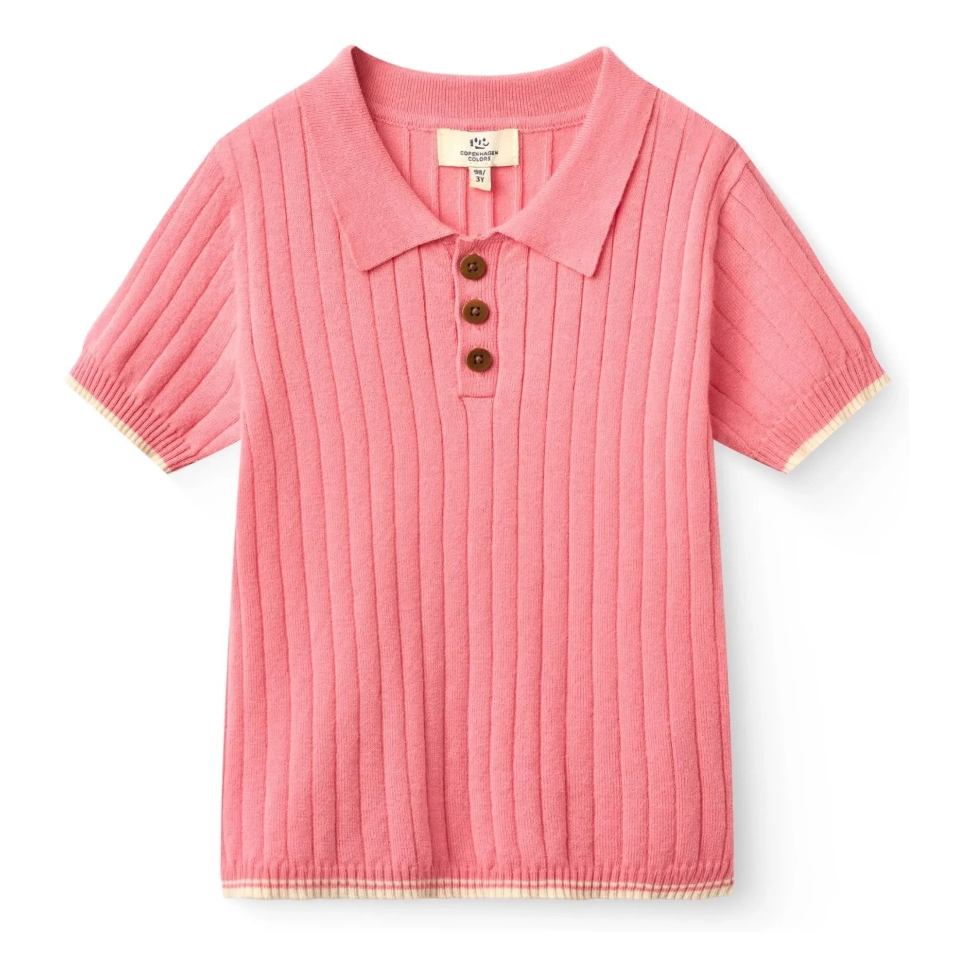Copenhagen Colors - Fitilli organik pamuk polo tişört | Yumuşak pembe