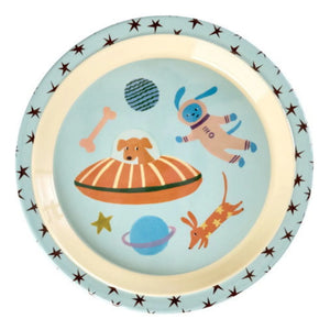 Rice - Space Dogs melamin tabak | Mavi