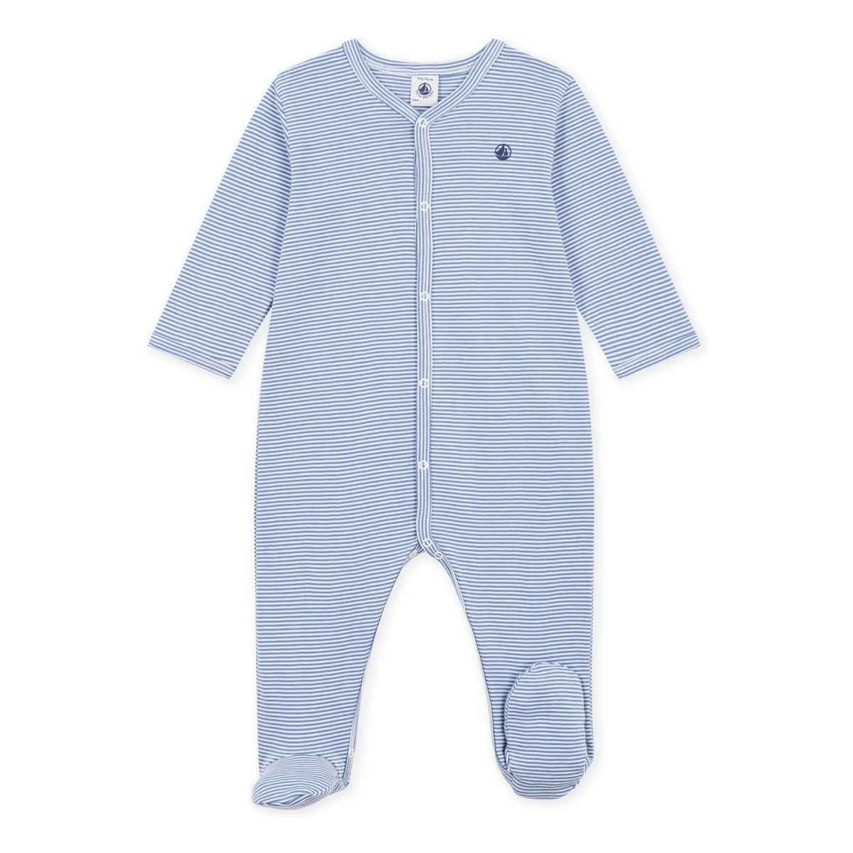 Petit Bateau - Pyjamas Dors Bien Çizgili Milleraies Organik Pamuk | Mavi