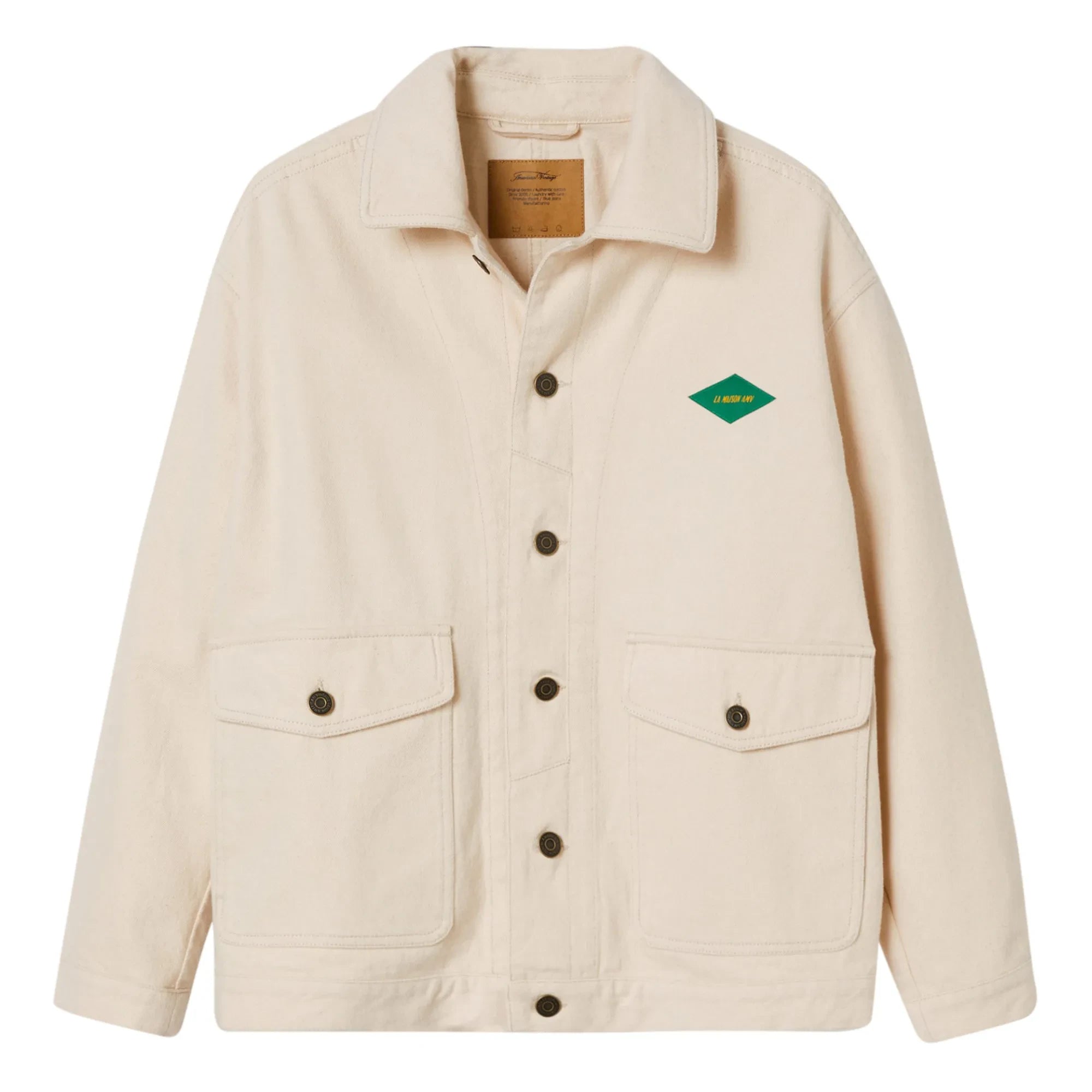 American Vintage - Short Straight Cut Collared Shirt Jacket | Ecru