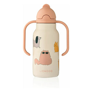 Liewood - زجاجة ماء من الفولاذ المقاوم للصدأ Kimmie - 250 ml | Cats and Dogs/Sandy