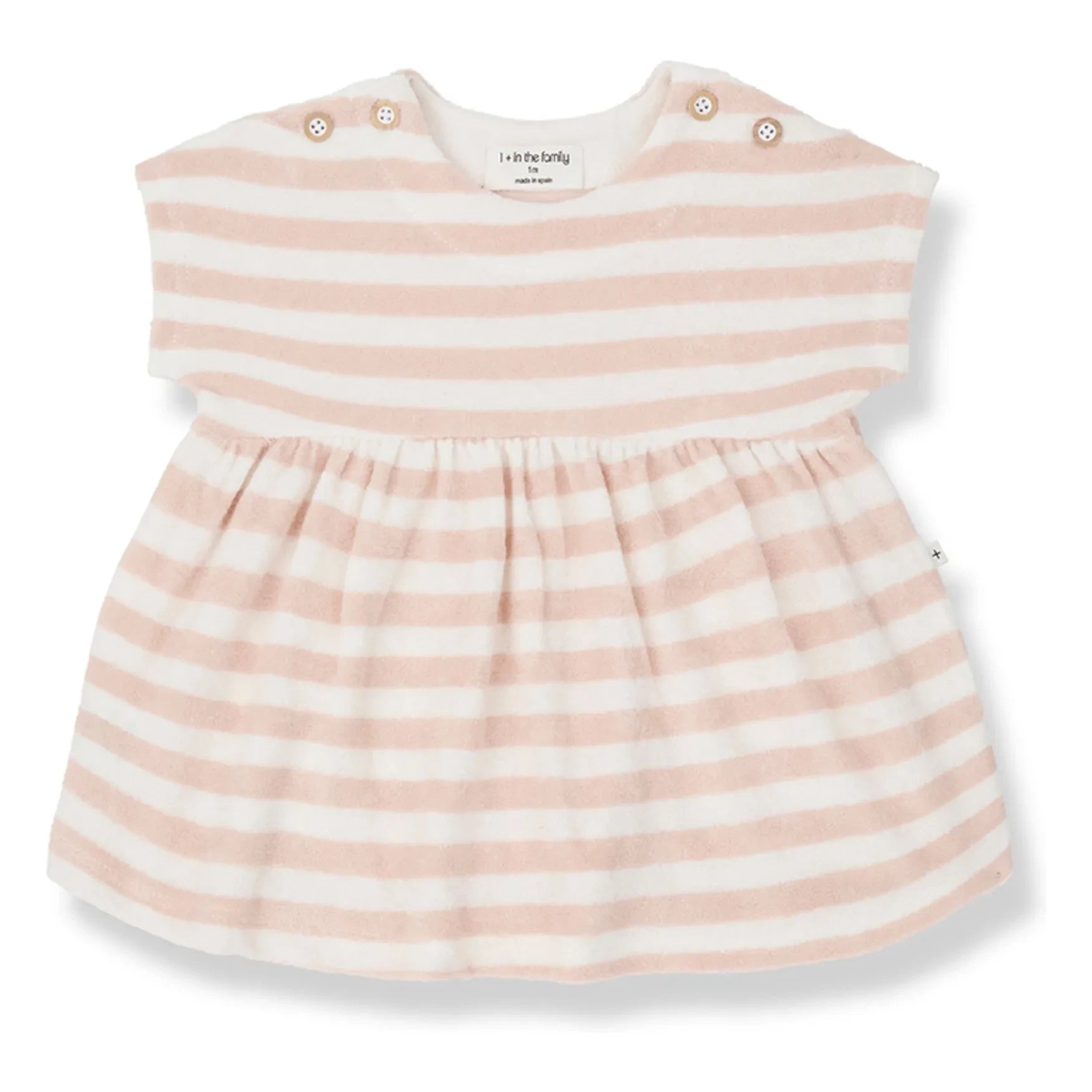 1+ in the family - Çizgili Havlu Kumaş Macedonia Elbise | Bej pembe