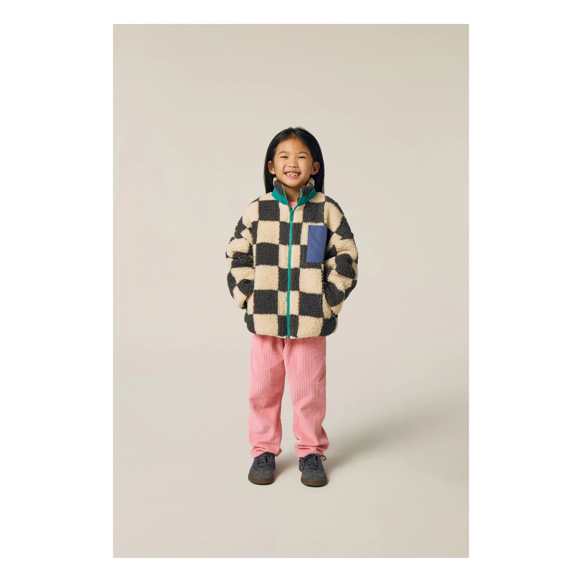 The Campamento - Damier Sherpa Ceket | Ecru