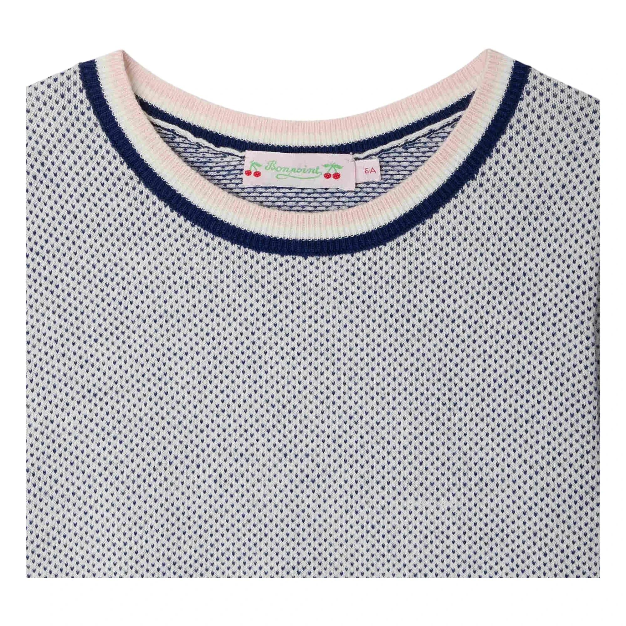 Bonpoint - İnce örme T-shirt Limette Organik pamuk | Mavi