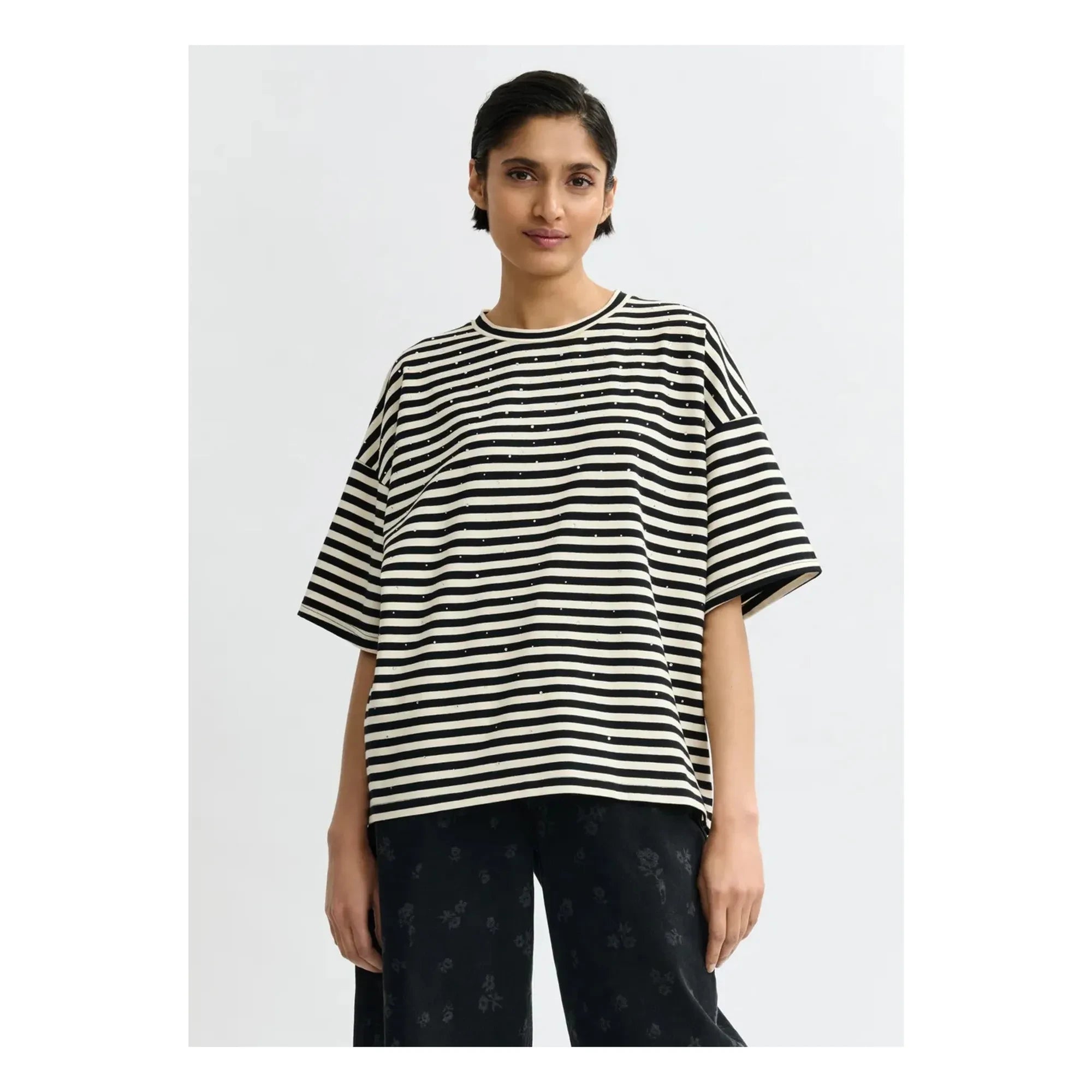 Essentiel Antwerp - Joste Beaded Striped T-Shirt | White