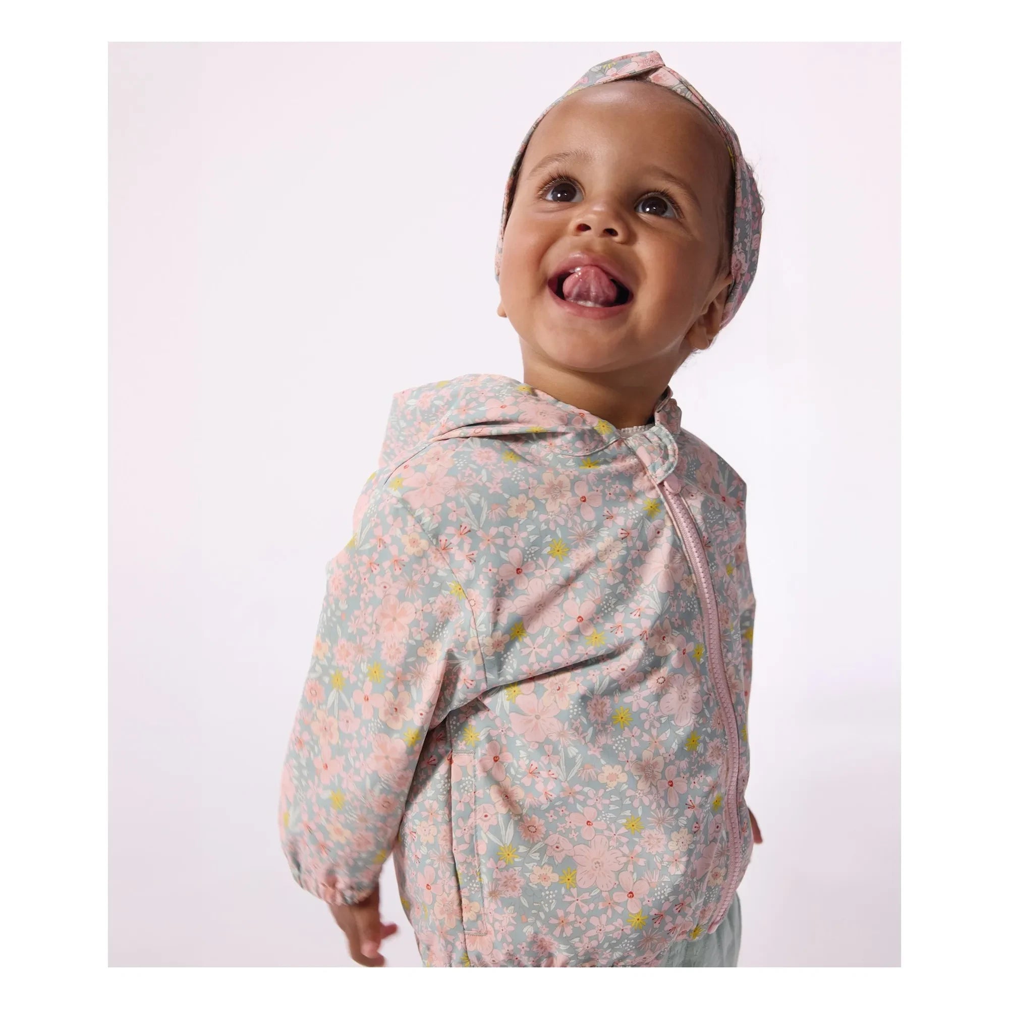 Petit Bateau - Çiçek Desenli Rüzgarlık Geri Dönüştürülmüş Elyaf Bebek | Turkuaz