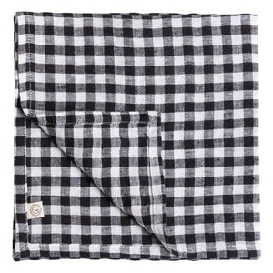 Gabrielle Paris - Gingham Washed Linen Napkin | Black