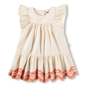 Molo - Cammas Bio-Baumwollkleid mit Rüschen | Creme