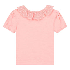 Bonton - Niris Bébé İşlemeli Yaka Tişört | Pudra pembe