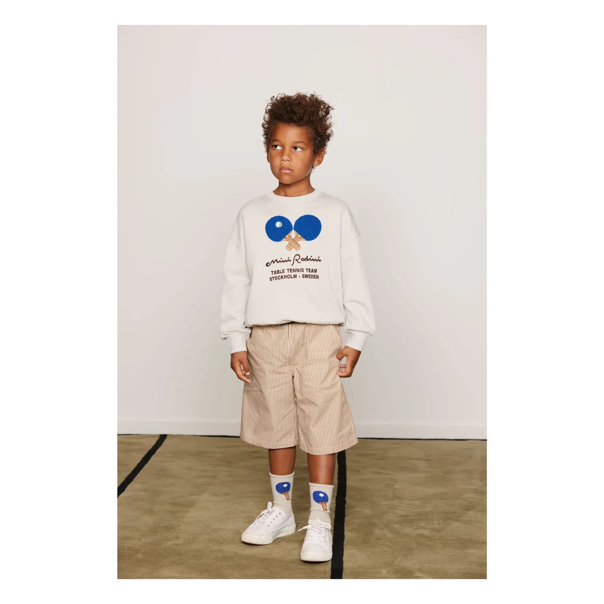 Mini Rodini - Organic Cotton Poplin Striped Shorts | Brown