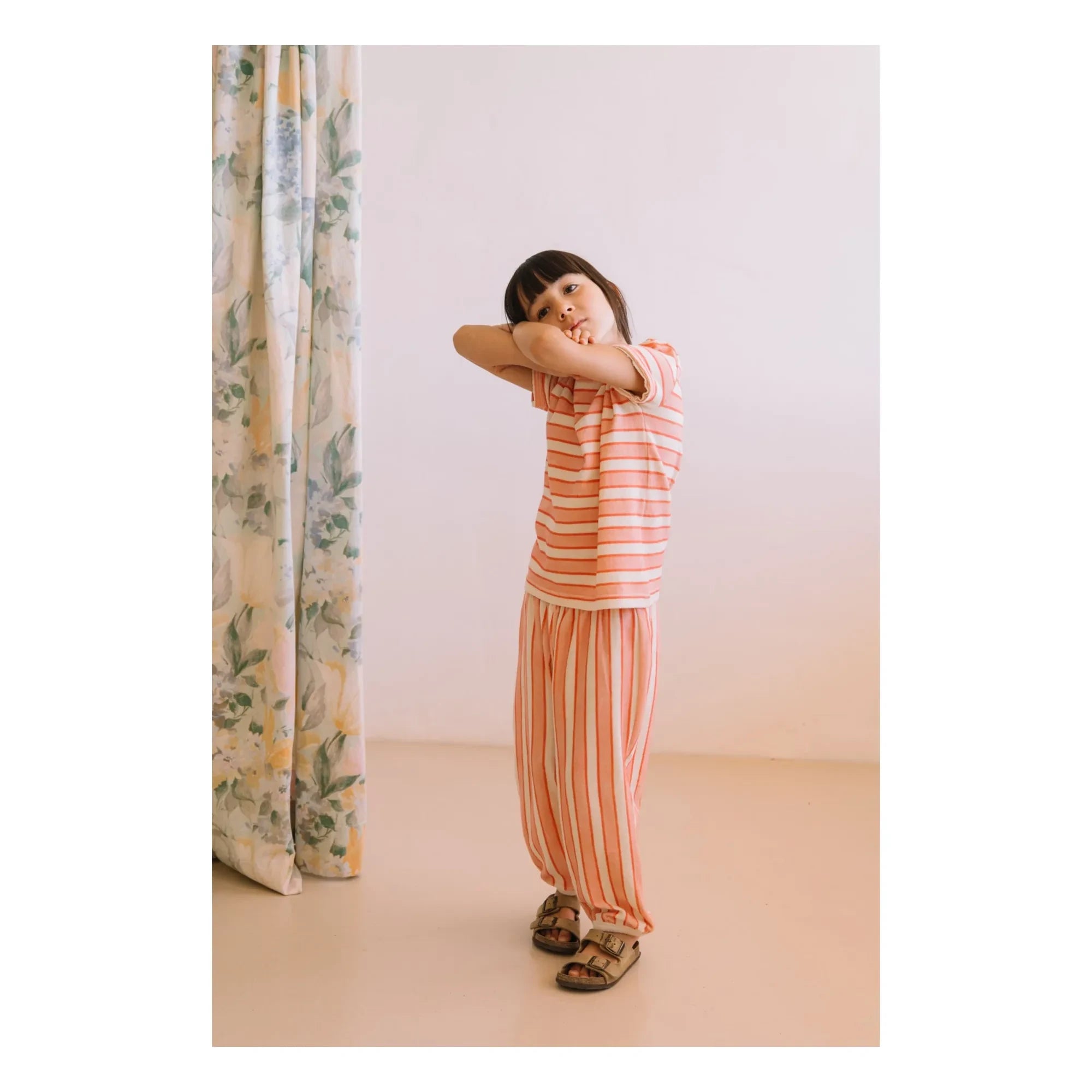 Studio Bohème - Porgy Gestreifte Hose aus Bio-Baumwolle | Rosa