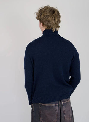 Origin Knitwear - Dikişsiz Yün Balıkçı Yaka Kazak | Lacivert