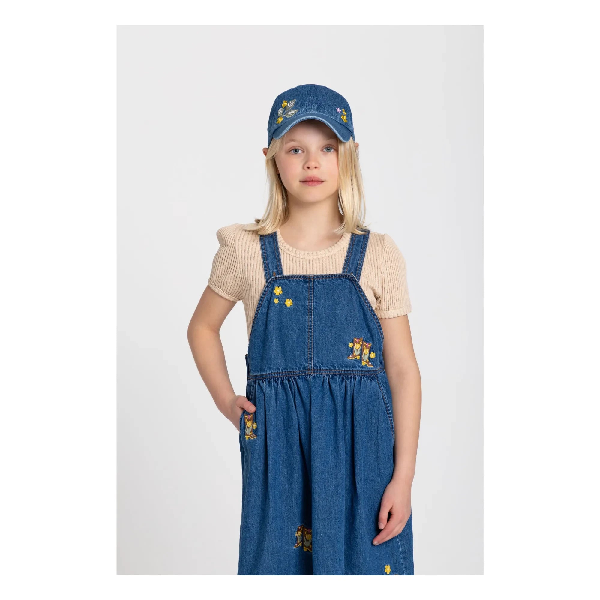 Hundred Pieces - Halo Çiçekli Şapka | Denim Mavi