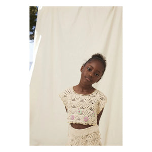 Bebe Organic - Anais Stricktop Bio-Baumwolle Blumen | Ecru