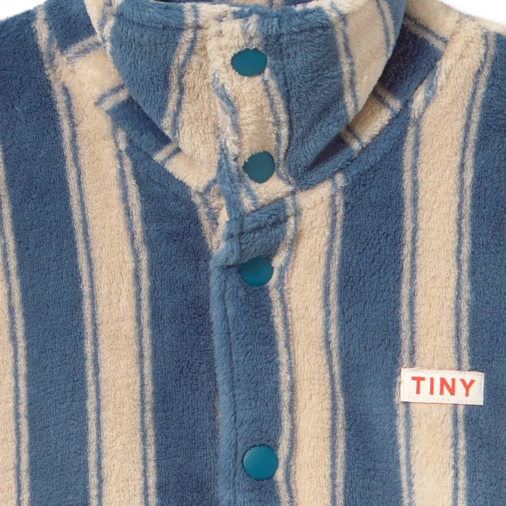 Tinycottons - Çizgili Polar Ceket | Petrol Mavisi